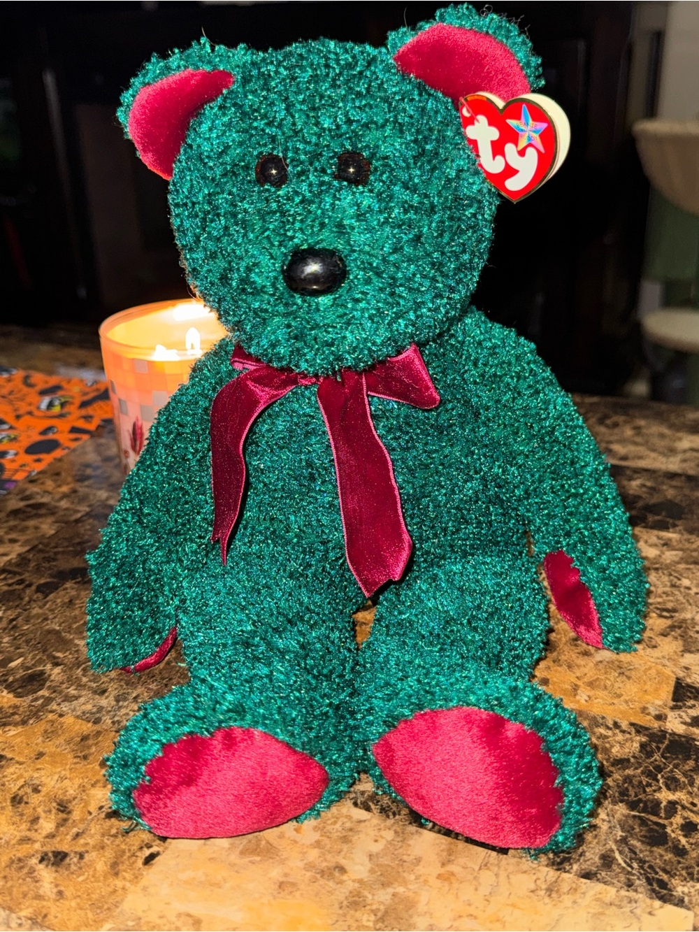 TY BEANIE BUDDY 2001 HOLIDAY TEDDY LARGER STYLE